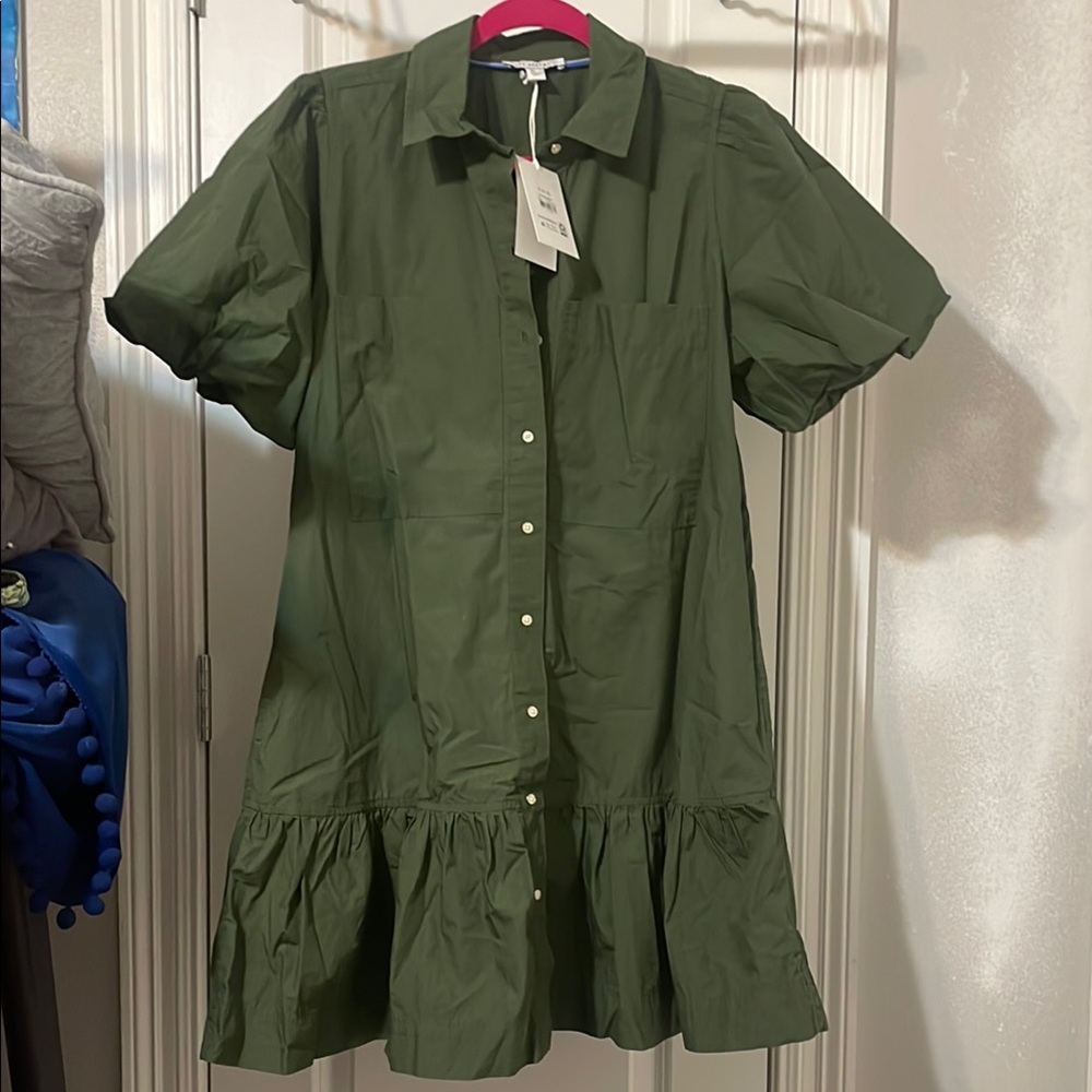 Chic Olive Button-Up Dress